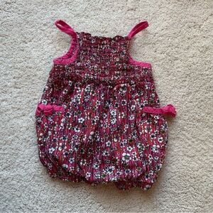 Liberty of London 12 Mo Pink and White Smocked Baby Girl Romper